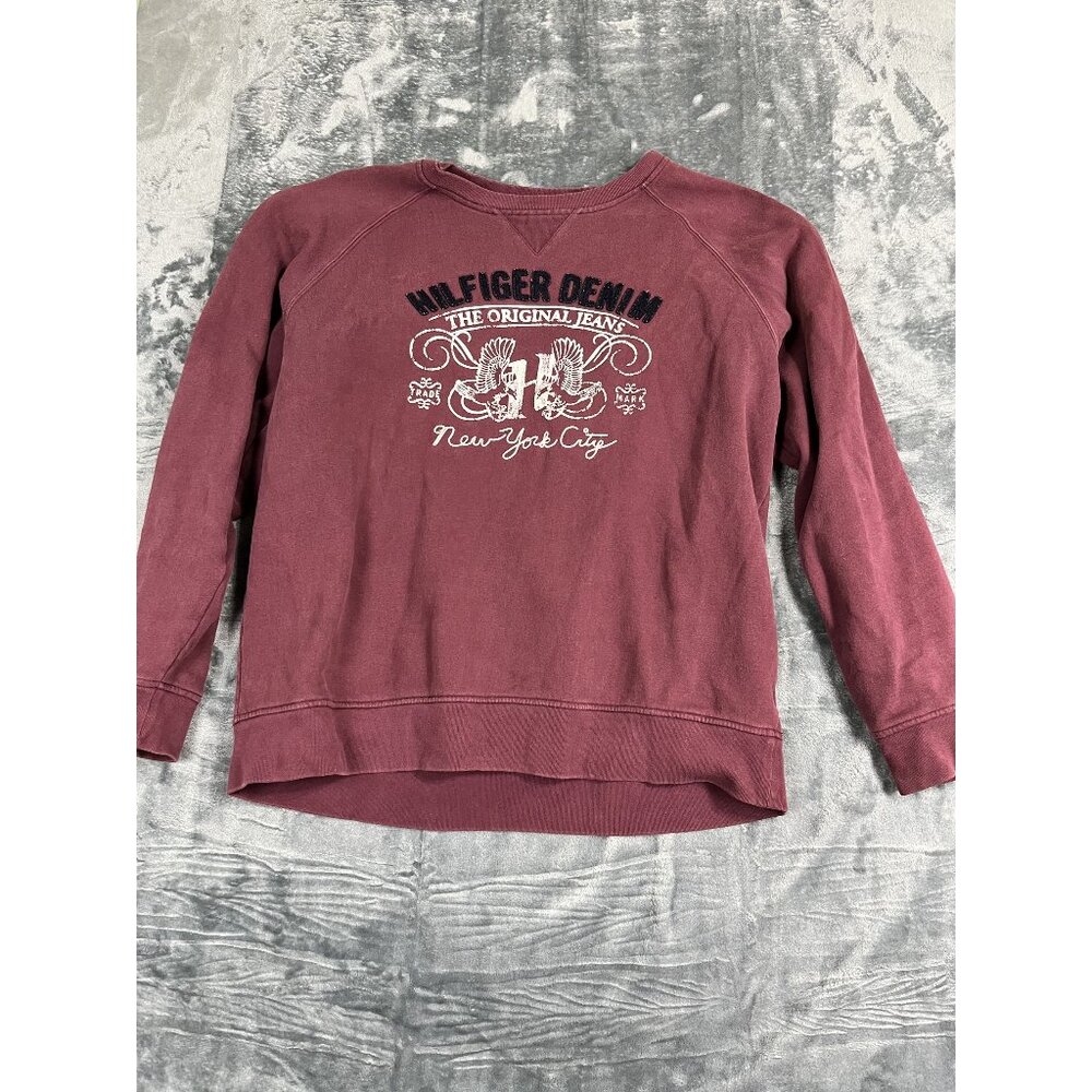 Tommy Hilfiger Denim Burgundy Sweatshirt XXL Logo Print "New York City"  Mens